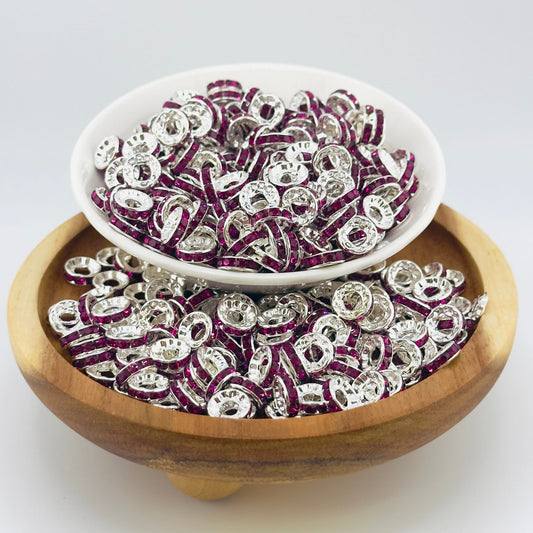 10mm Purple Big Hole Rhinestone Spacer
