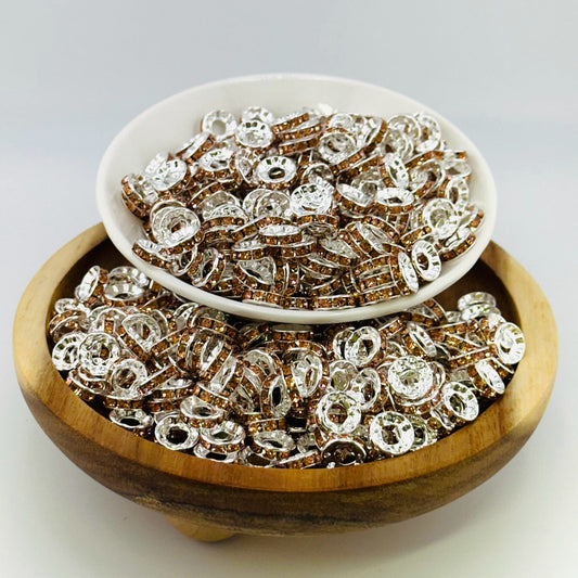 10mm Brown Big Hole Rhinestone Spacer