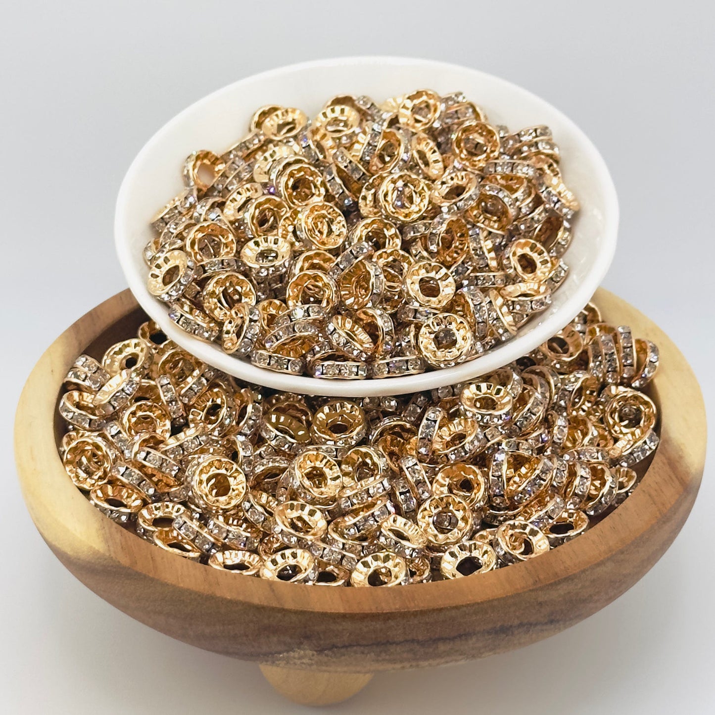 10mm Gold Big Hole Rhinestone Spacer