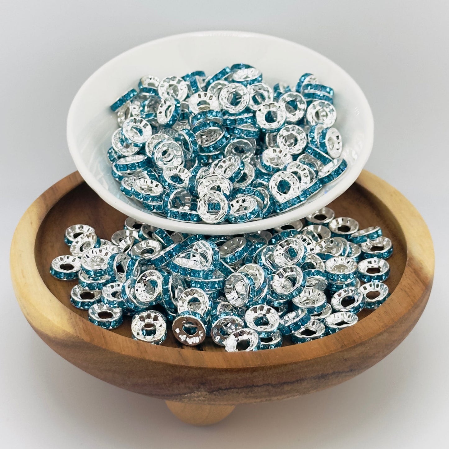 10mm Blue Big Hole Rhinestone Spacer