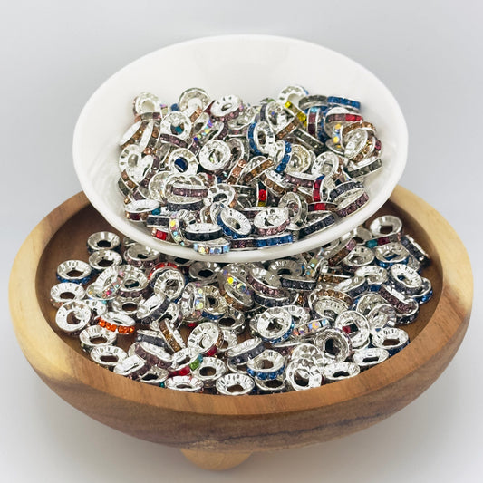 10mm Mixed Color Big Hole Rhinestone Spacer