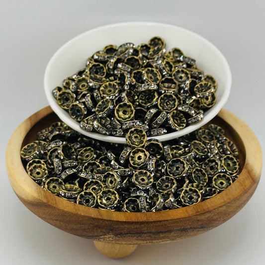 10mm Gold Rhinestone Spacer