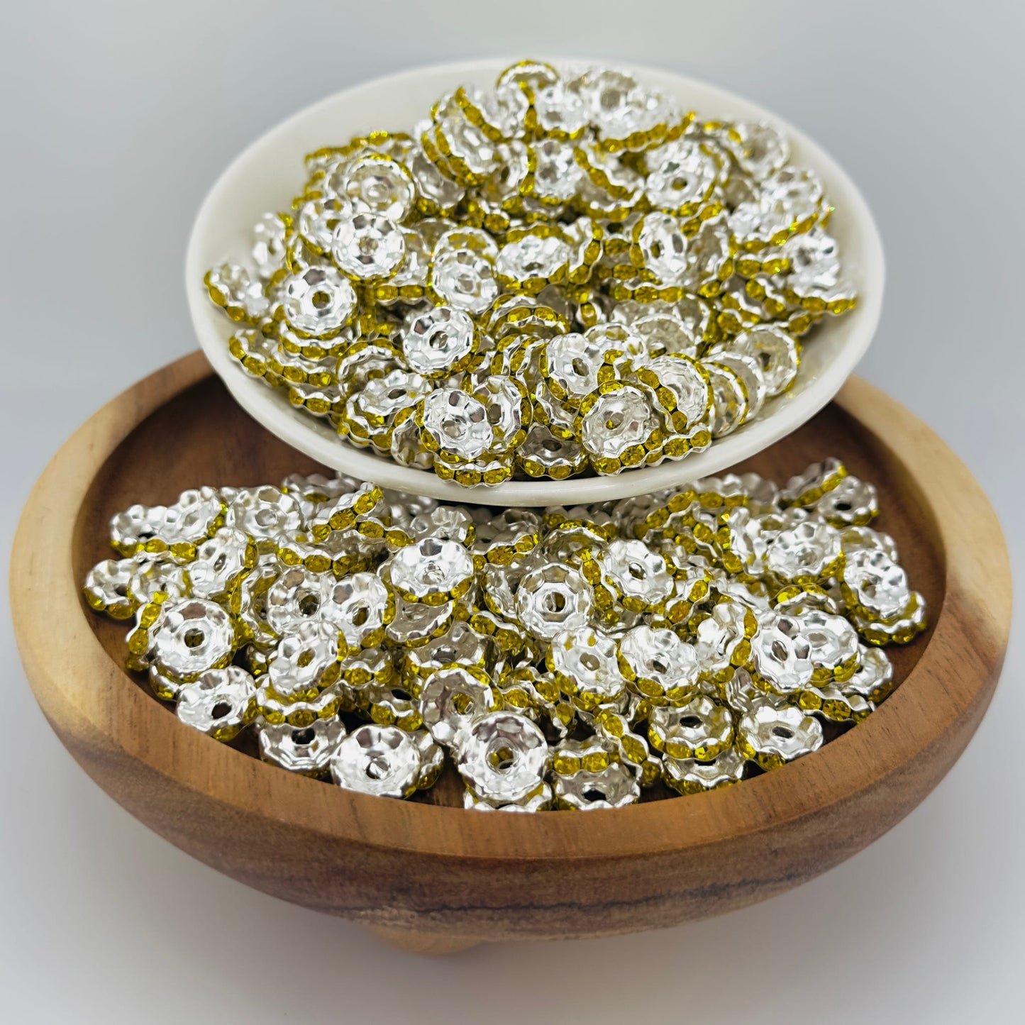 10mm Yellow Wavy Rhinestone Spacer