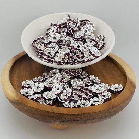 12mm Plum Wavy Rhinestone Spacer