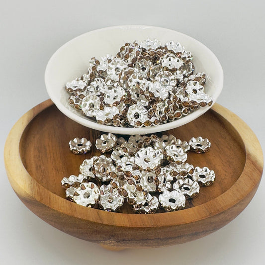 12mm Latte Brown Rhinestone Spacer
