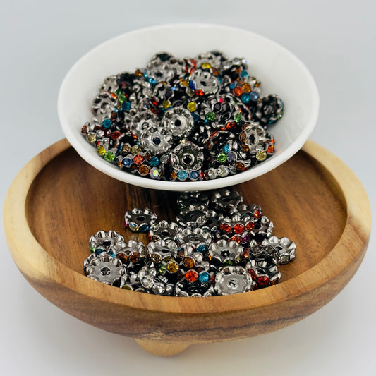 12mm Multicolor Wavy Rhinestone Spacers