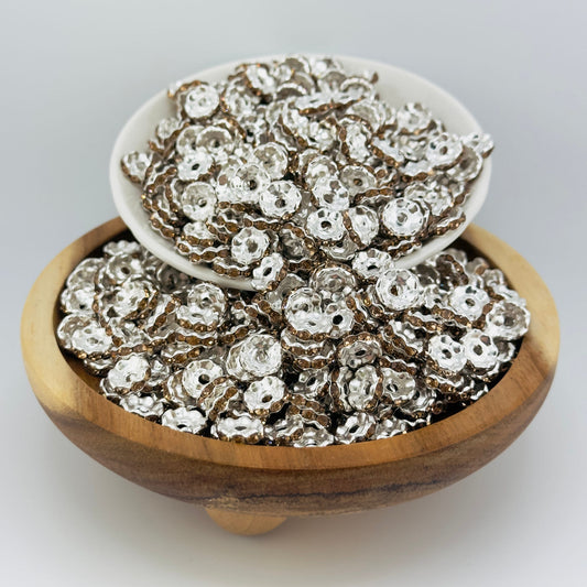 10mm Latte Brown Wavy Rhinestone Spacer