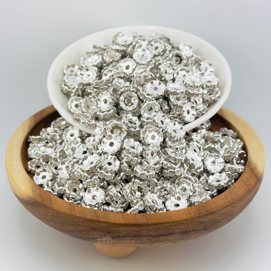 10mm Silver Wavy Rhinestone Spacer