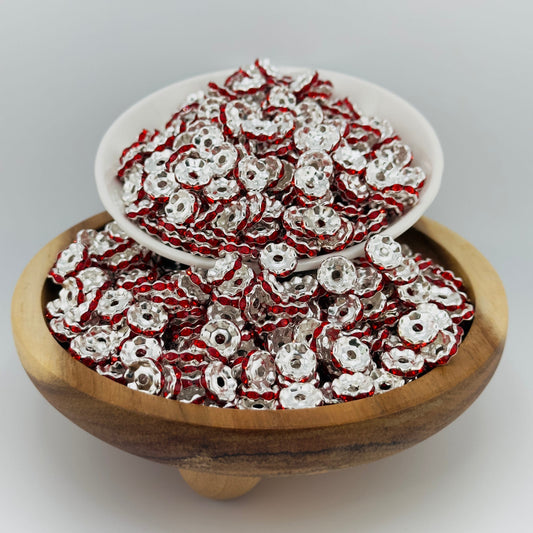 10mm Red Wavy Rhinestone Spacer