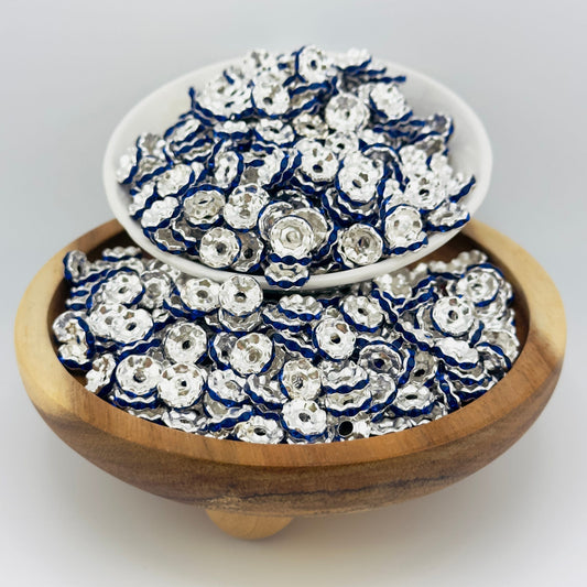 10mm Navy Wavy Rhinestone Spacer