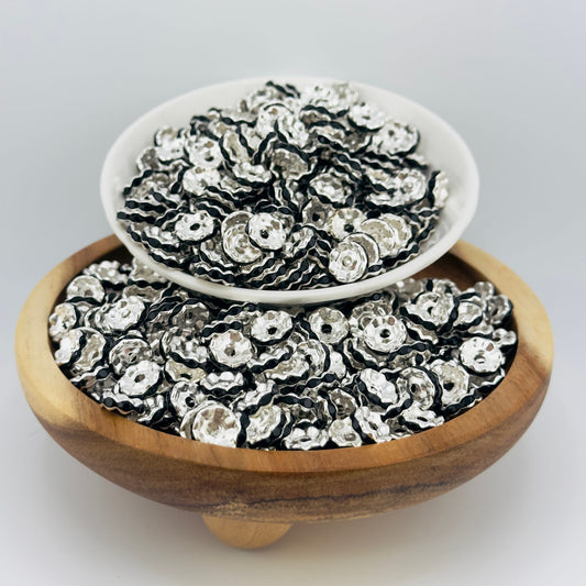 10mm Wavy Black Rhinestone Spacer