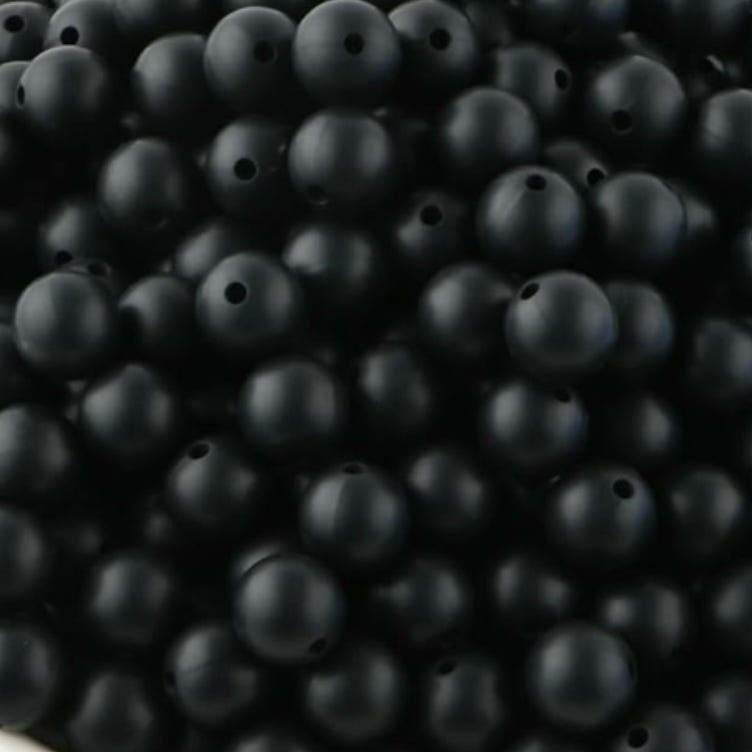 Black Solid Silicone Bead