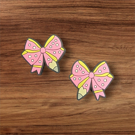 Pink Pencil Bow Focal Bead