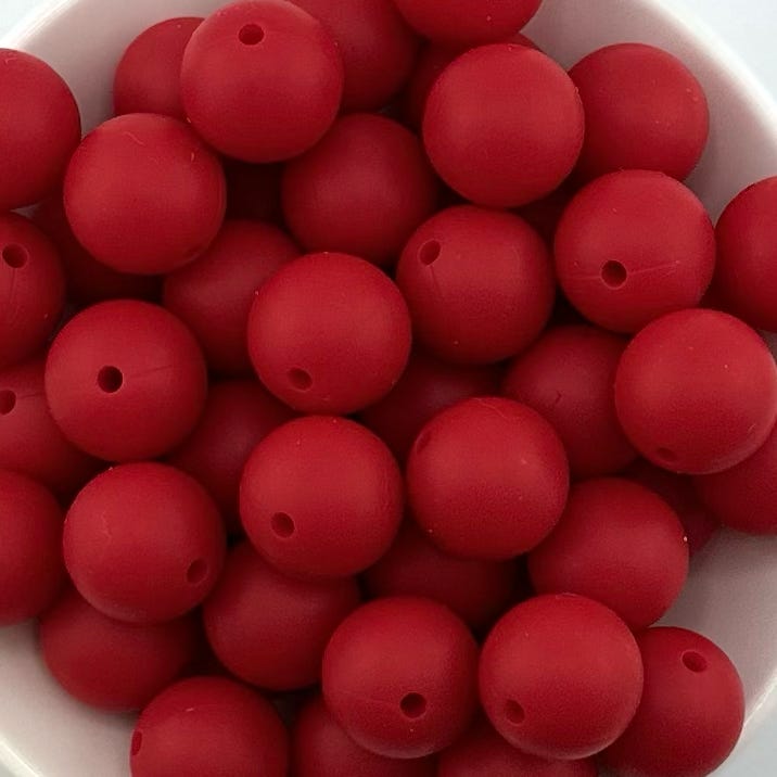 Christmas Red Solid Silicone Bead
