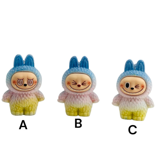 Blue, White, and Yellow Flocked Character