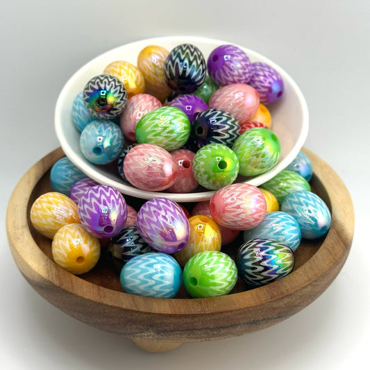 20mm Acrylic Chevron Egg Beads