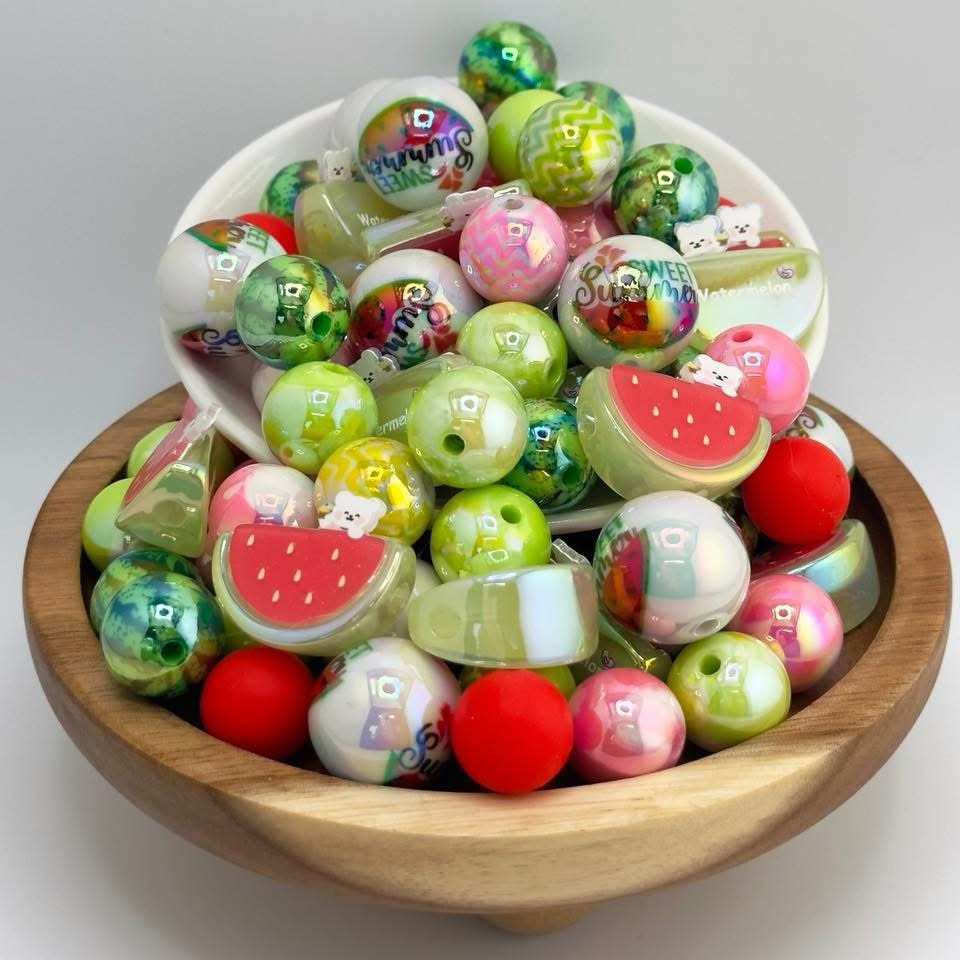 5oz Watermelon Themed Bead Mix