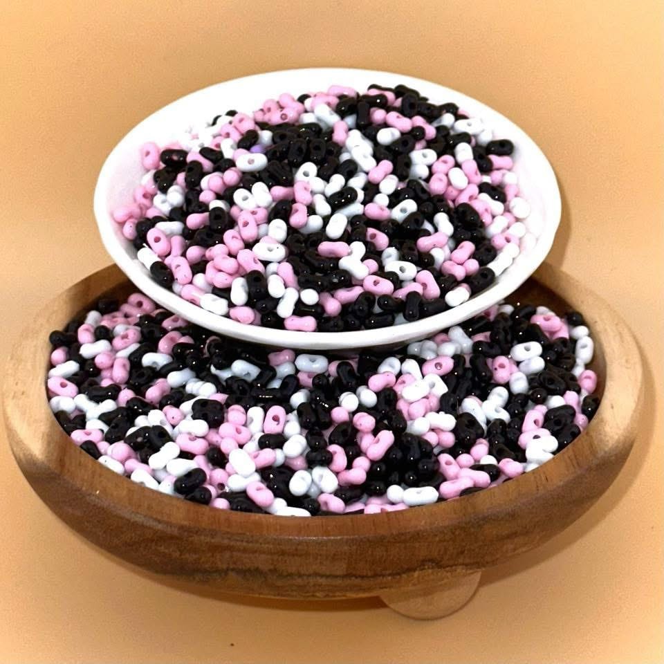 1oz Black/White/Pink Themed Sea Bead Mix