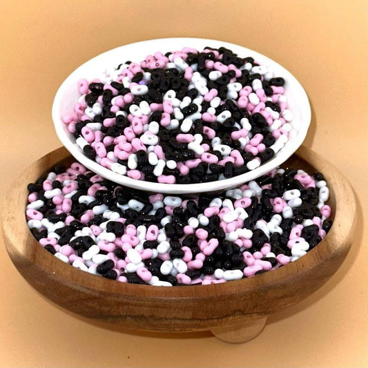1oz Black/White/Pink Themed Sea Bead Mix