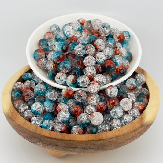 12mm Turquoise/Red Ombre Acrylic Beads