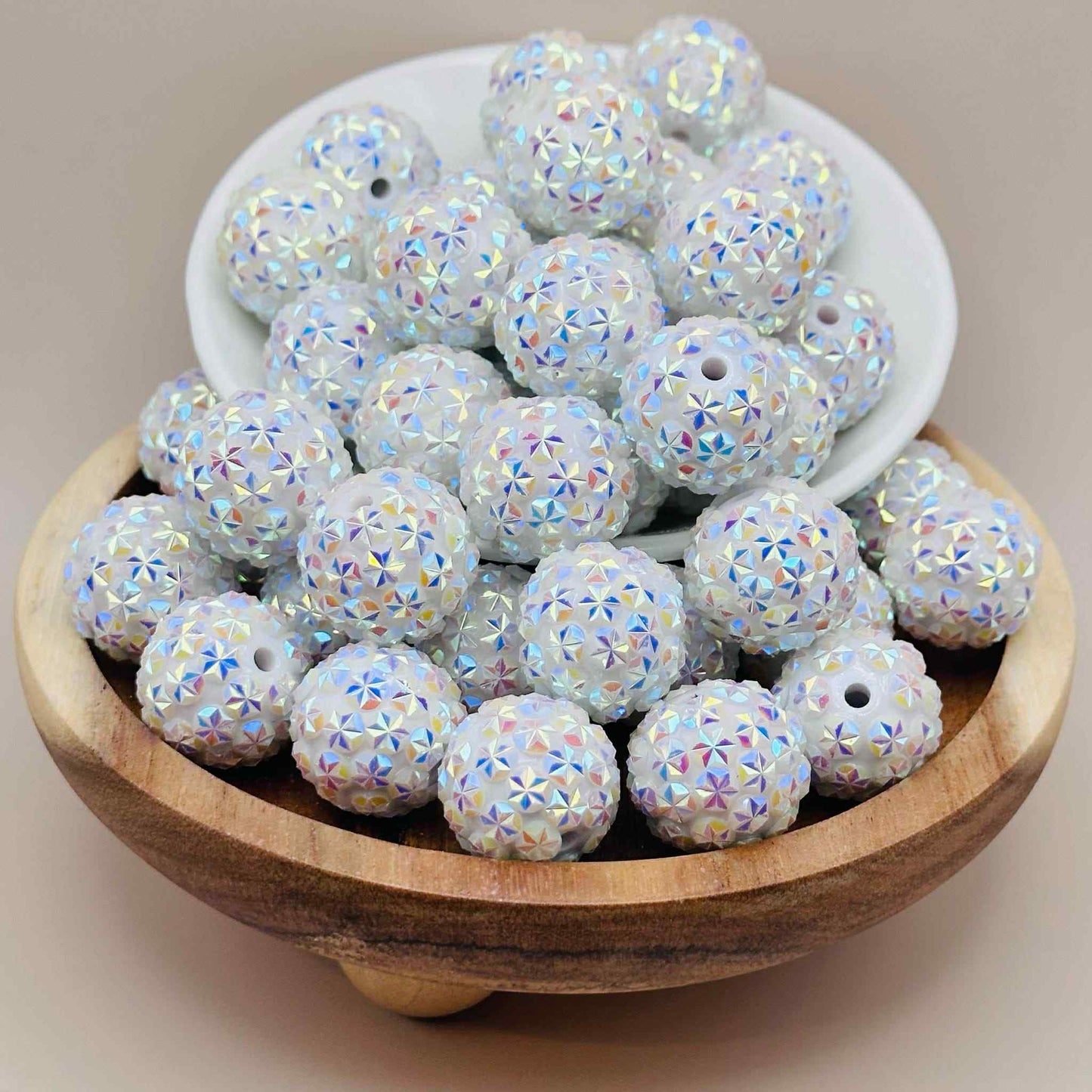 20mm Snowball Rhinestone Acrylic Beads