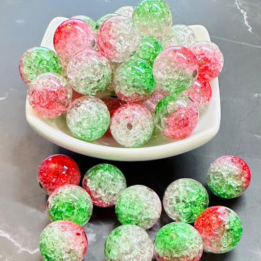 16mm Christmas Crackle Acrylic Beads