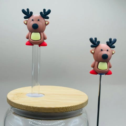 3D Reindeer Straw/Pen Topper
