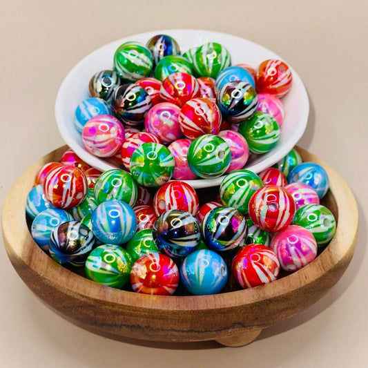 16mm Peppermint Stripes Acrylic Beads