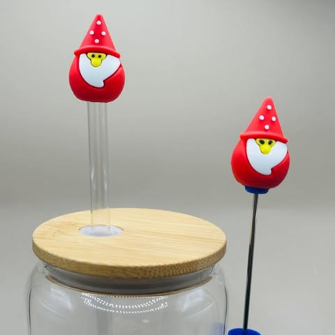 3D Santa Gnome Straw/Pen Topper
