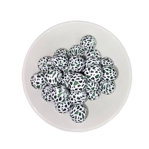 15mm Christmas Leopard Silicone Bead