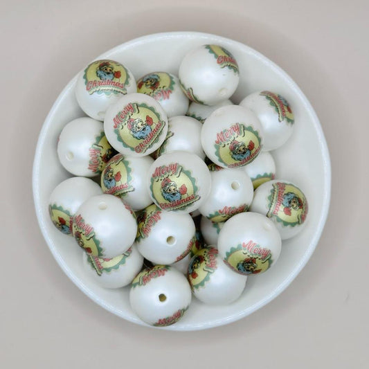 20mm Merry Christmas Acrylic Bead