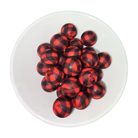 15mm Buffalo Plaid Silicone Bead