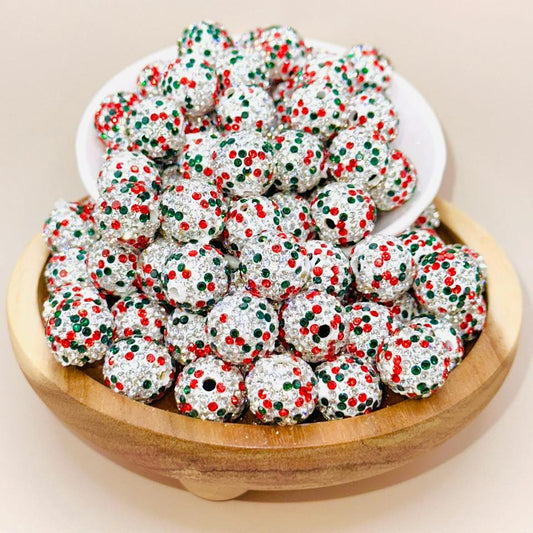 16mm Christmas Vibes Glass Rhinestone Beads