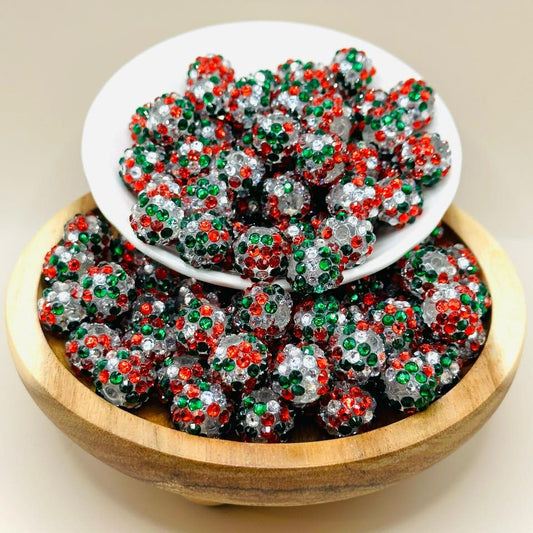 12mm Christmas Rhinestone Acrylic Beads