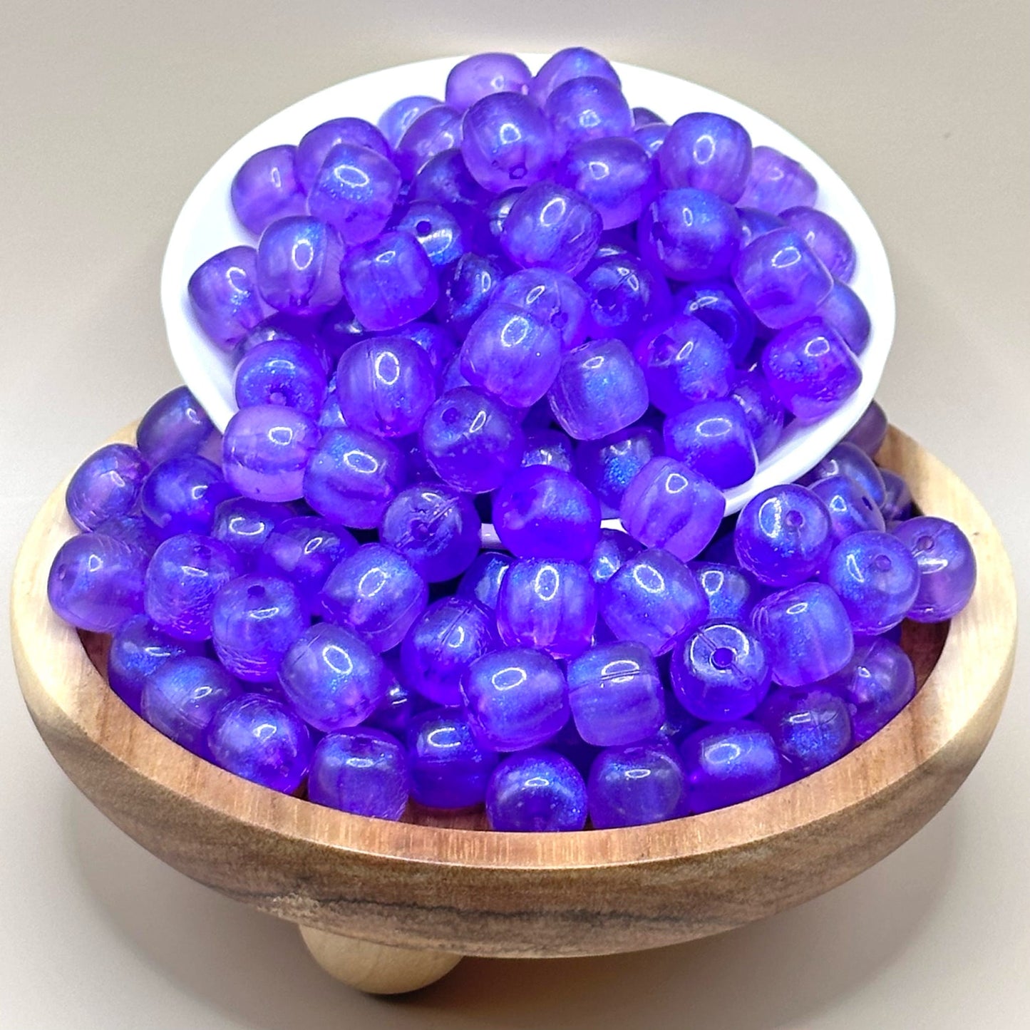 12mm Glassy Purple Spacer Beads