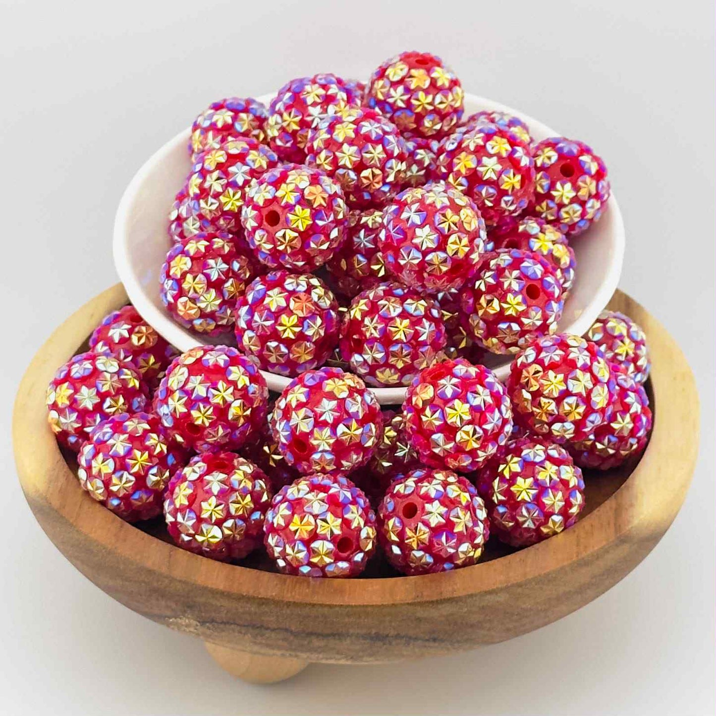 20mm Ruby Red Slipper Rhinestone Acrylic Beads