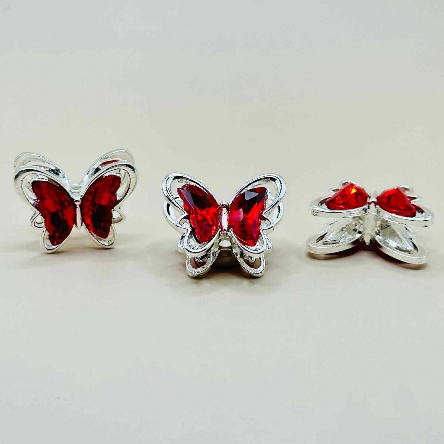 20mm Red Metal Gemstone Butterfly