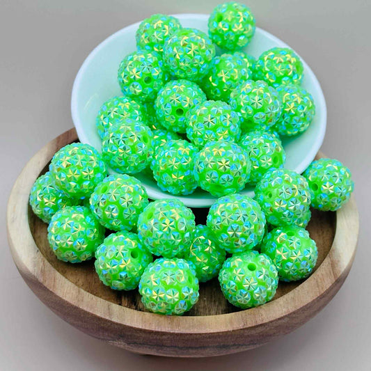 20mm Radioactive Green Rhinestone Acrylic Beads
