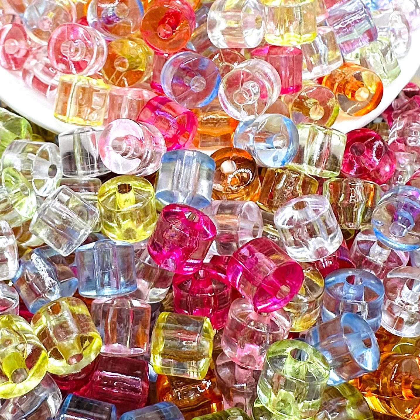12mm Clear Pastel Barrel Acrylic Beads