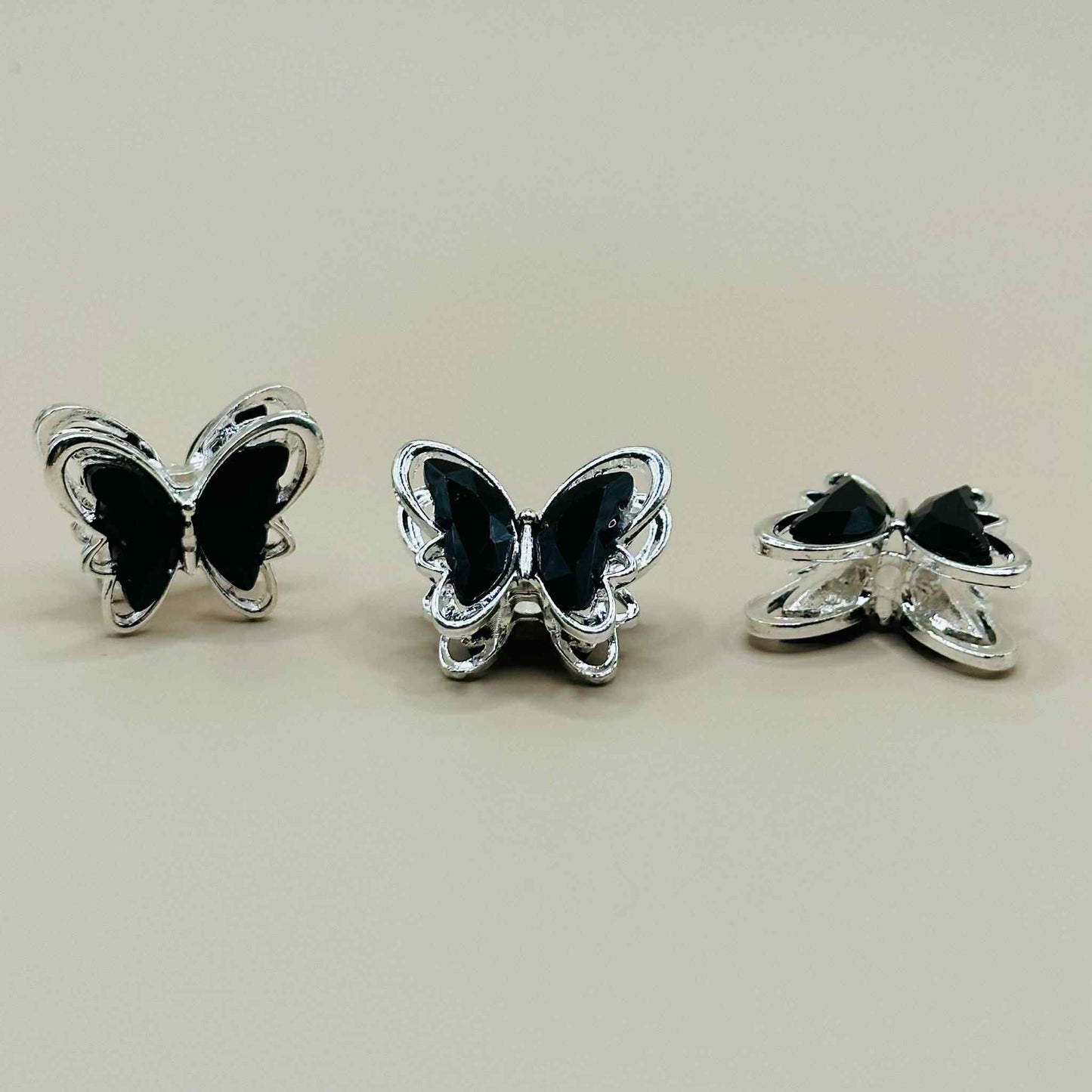 10mm Black Metal Gemstone Butterfly
