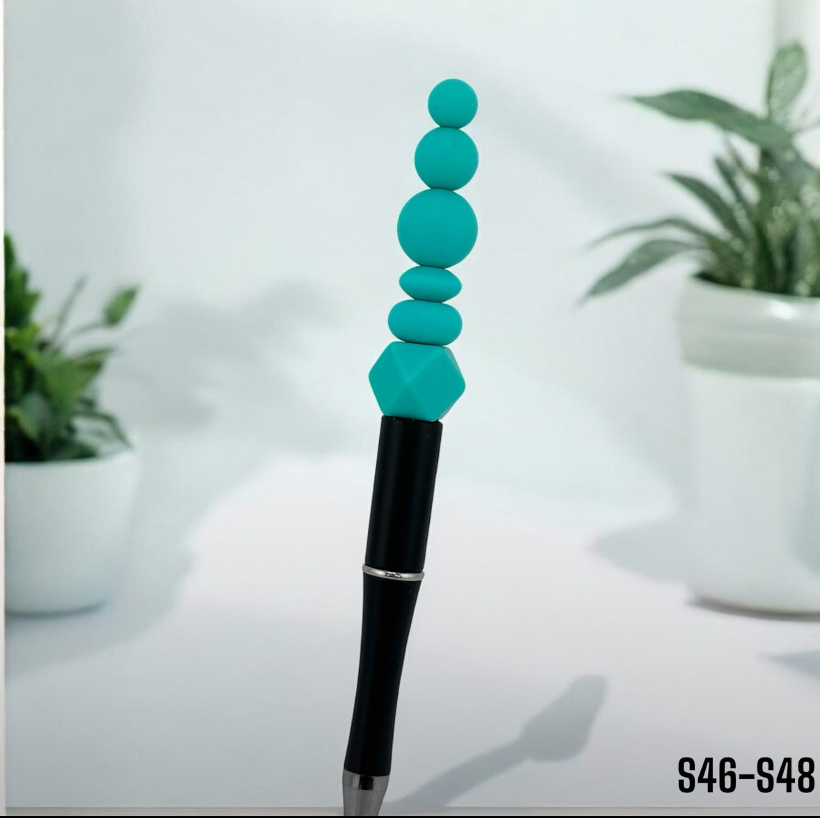 Teal Twister Solid Silicone Bead