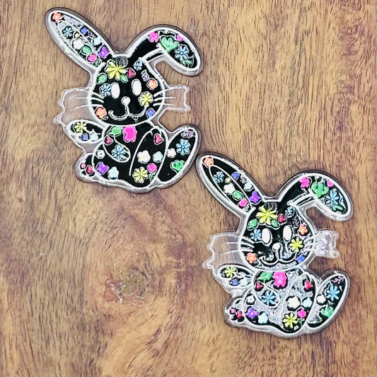 Floral Bunny Acrylic Earrings