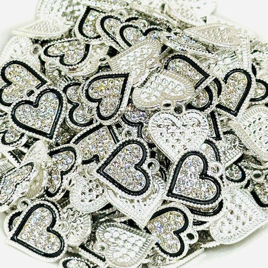Rhinestone Heart Charm