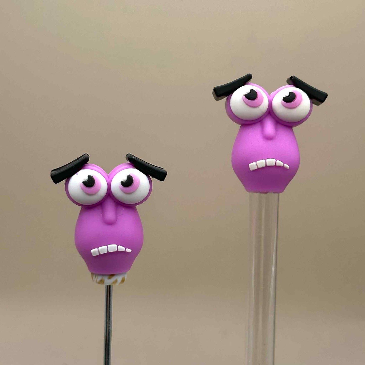 Big Eyed Purple Straw/Pen Topper