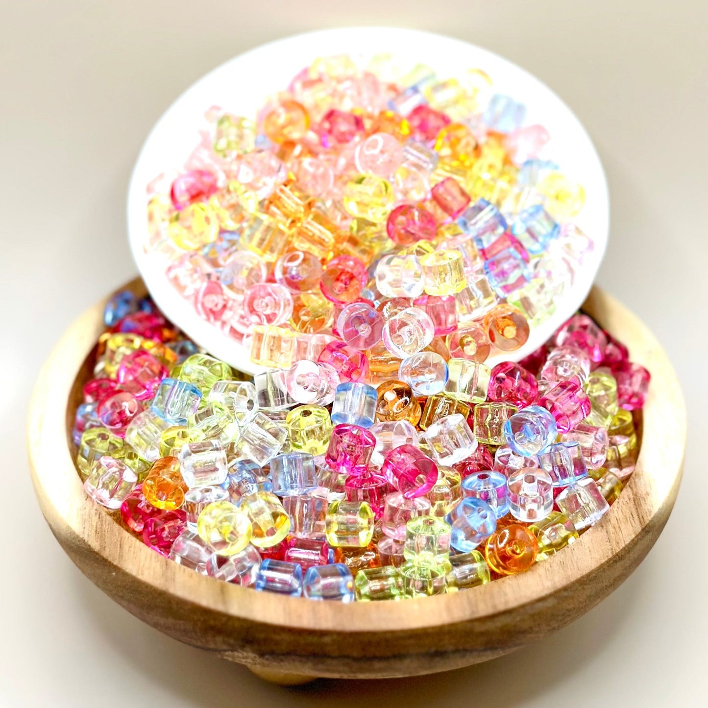 12mm Clear Pastel Barrel Acrylic Beads