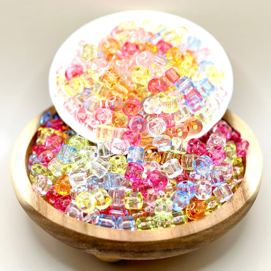 12mm Clear Pastel Barrel Acrylic Beads