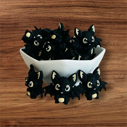 3D Black Bat Focal Bead
