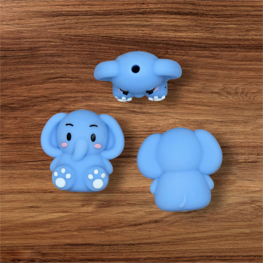3D Blue Elephant Focal Bead