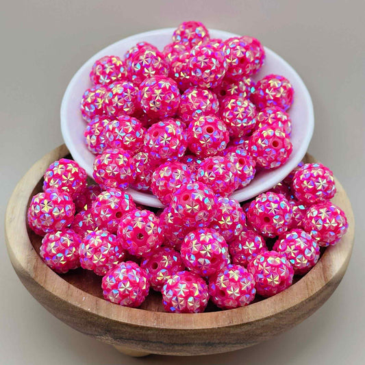 16mm Pretty In Pink Rhinestone Acrylic Beads