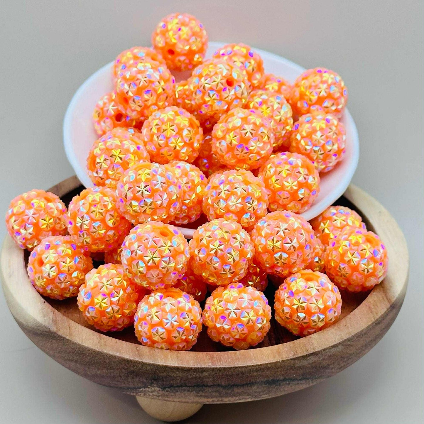 20mm Neon Orange Rhinestone Acrylic Beads